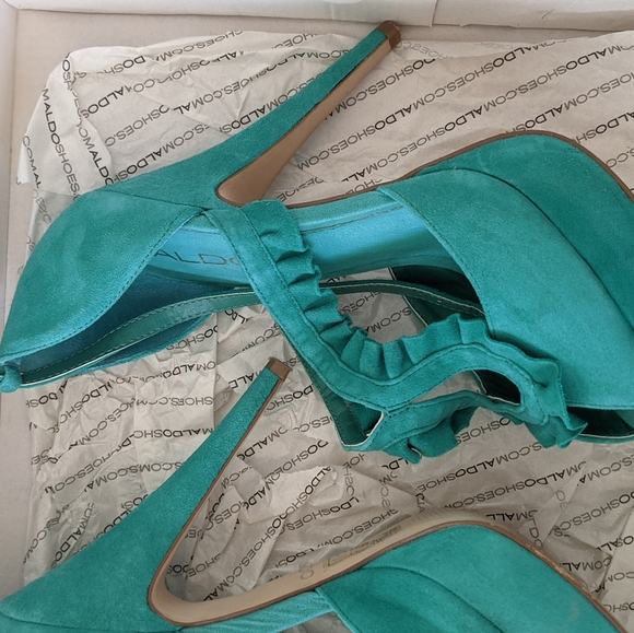 Aldo Starace Teal Suede Platform Heels Size 7 - Picture 4 of 9